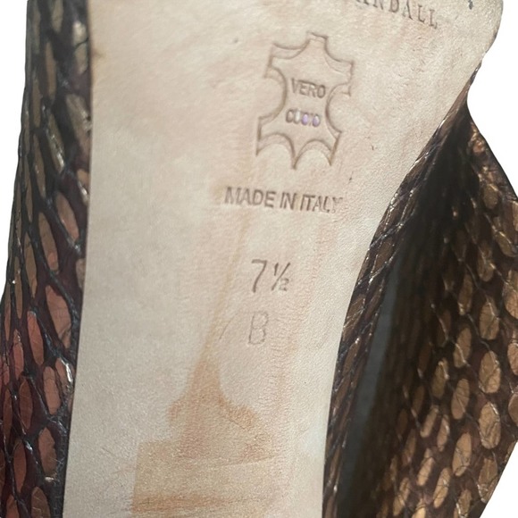 LOEFFLER RANDALL Rose Gold Snakeskin Pumps Heels 7.5 US Made in Italy - Picture 5 of 6